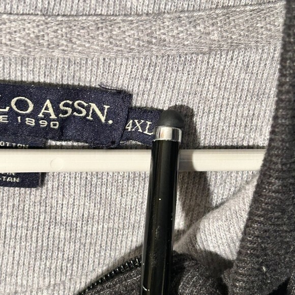 US Polo Big & Tall Men's Black 4XL High Neck Long Sleeve 1/4 Zipper Sweatshirt - Picture 5 of 6